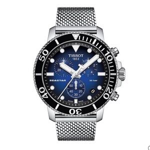 Tissot Seastar 1000 Men's Chronograph Watch 45.5 Blue Dial Milanese Mesh Band